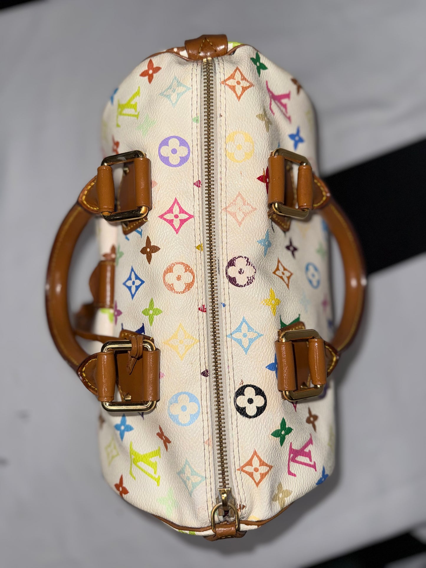 Louis Vuitton Multiple Color Murakami White Speedy 30