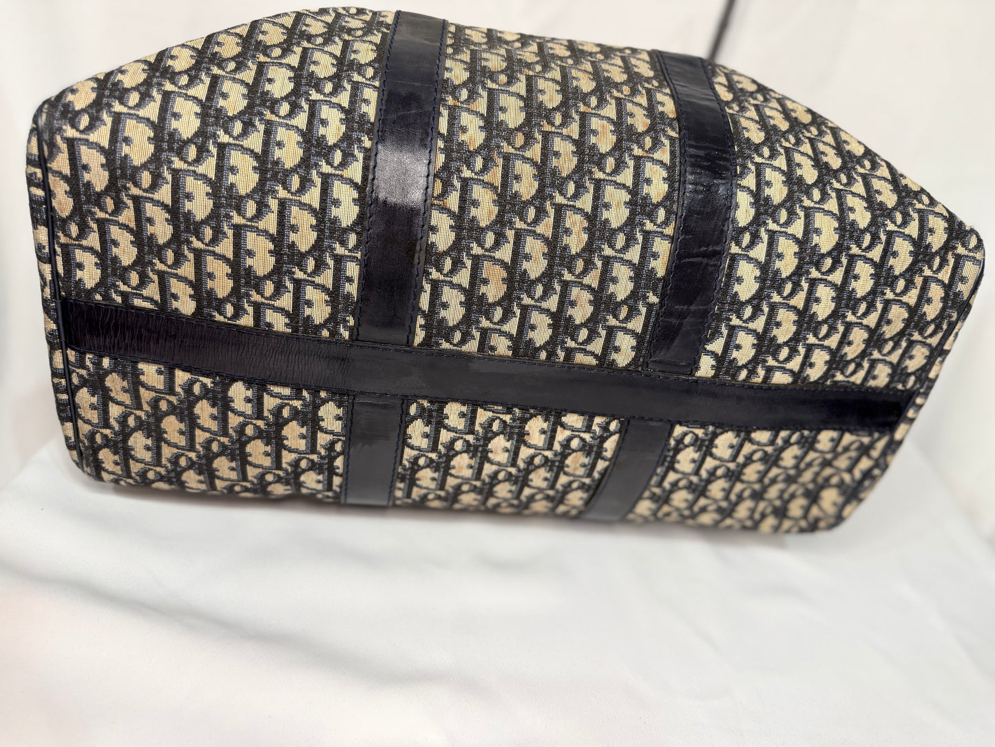 Dior Beige and Navy Trotter Monogram Duffel Bag 45