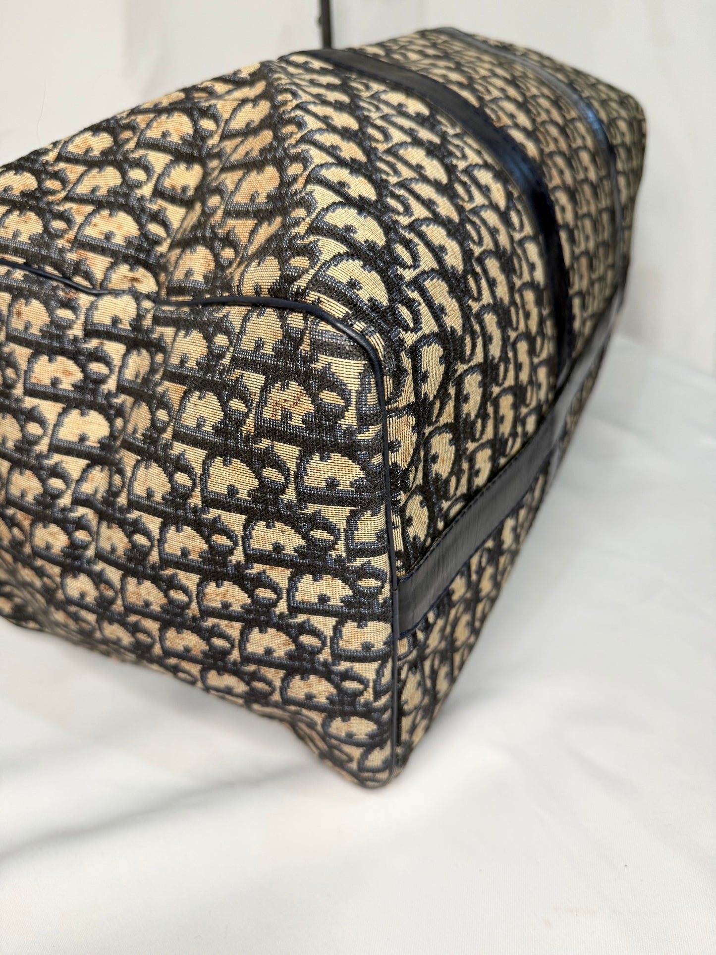 Dior Beige and Navy Trotter Monogram Duffel Bag 45