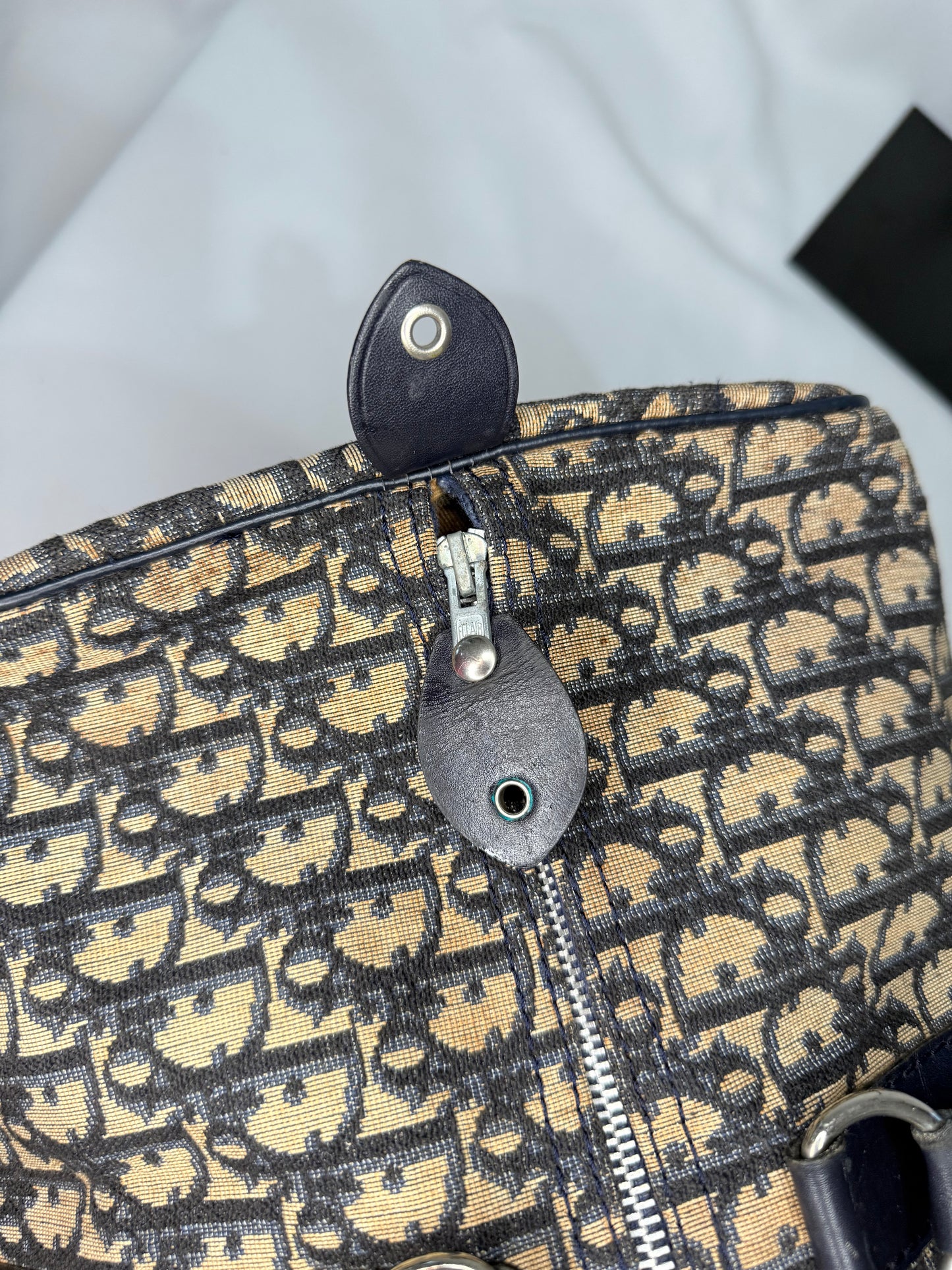 Dior Beige and Navy Trotter Monogram Duffel Bag 45