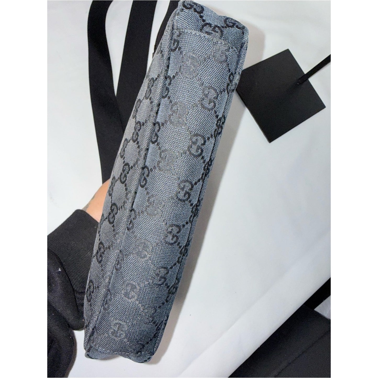 Gucci Black GG Logo Shoulder Bag with Silver Hardware