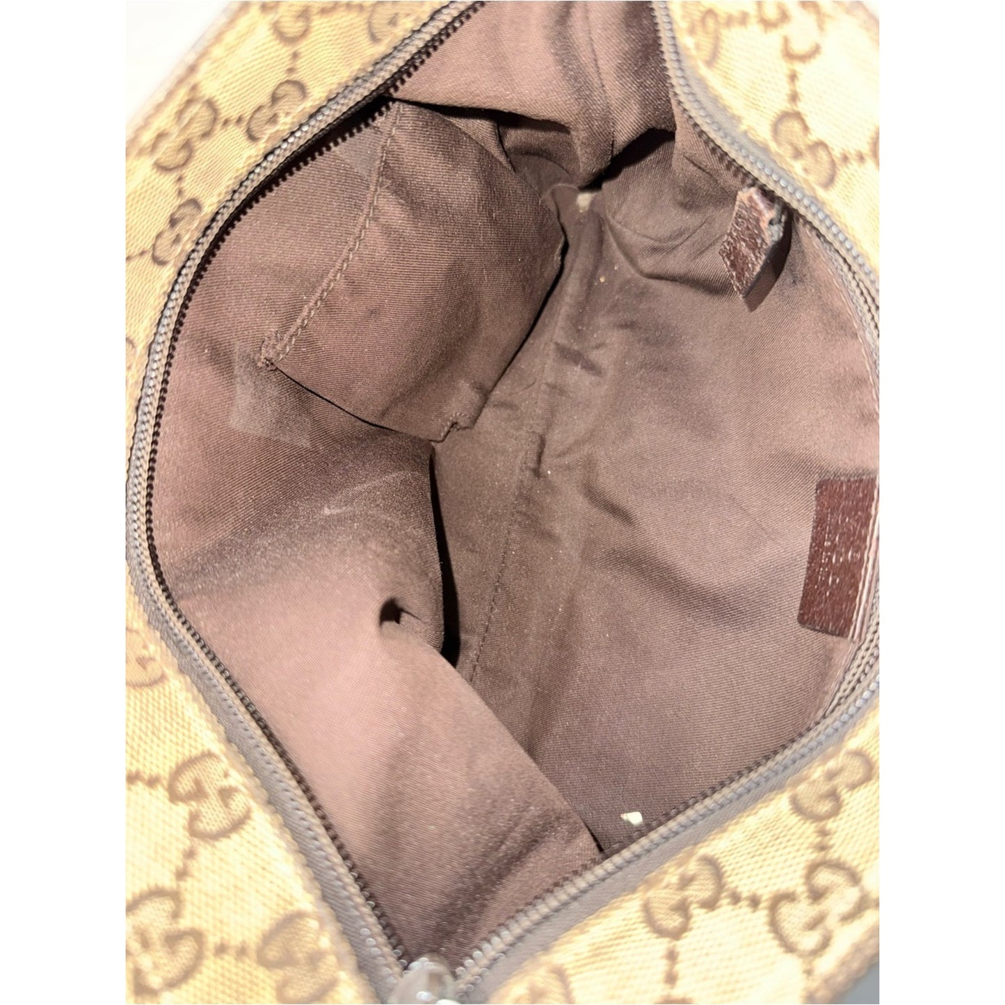 Gucci Beige/Brown Monogram Shoulder Bag with Red & Green Web Strap