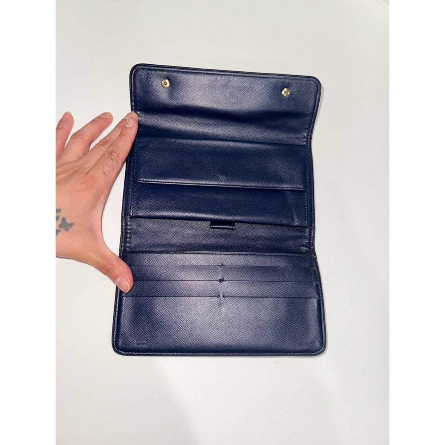 Louis Vuitton Gray and Navy Mini Lin International Wallet