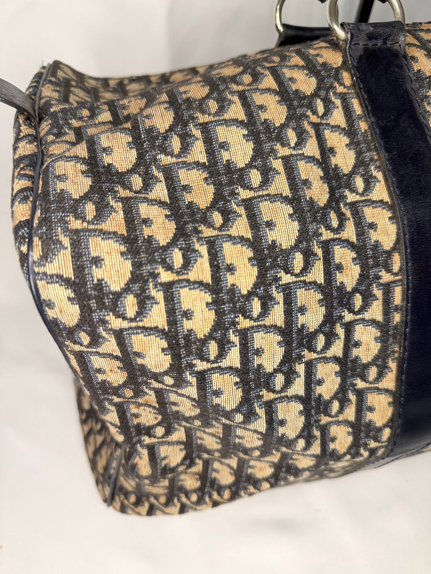 Dior Beige and Navy Trotter Monogram Duffel Bag 45