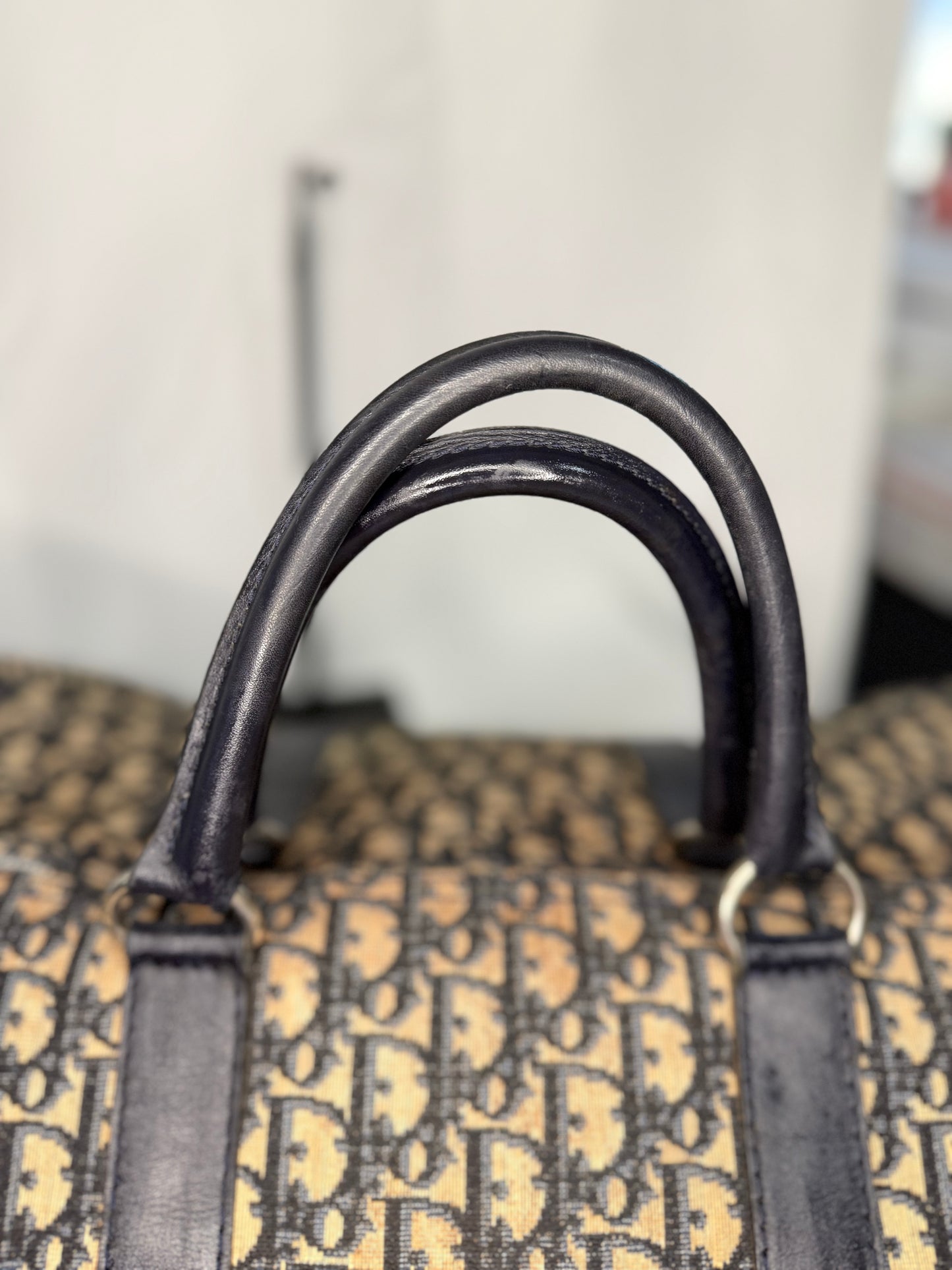 Dior Beige and Navy Trotter Monogram Duffel Bag 45