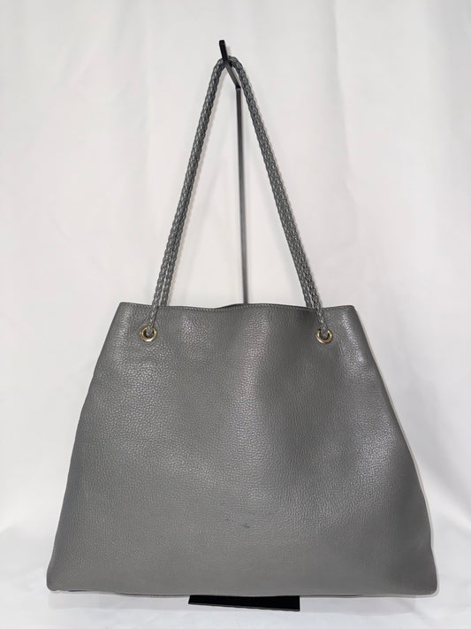 Gucci Gray Pebbled Leather Tote with Braided Shoulder Straps