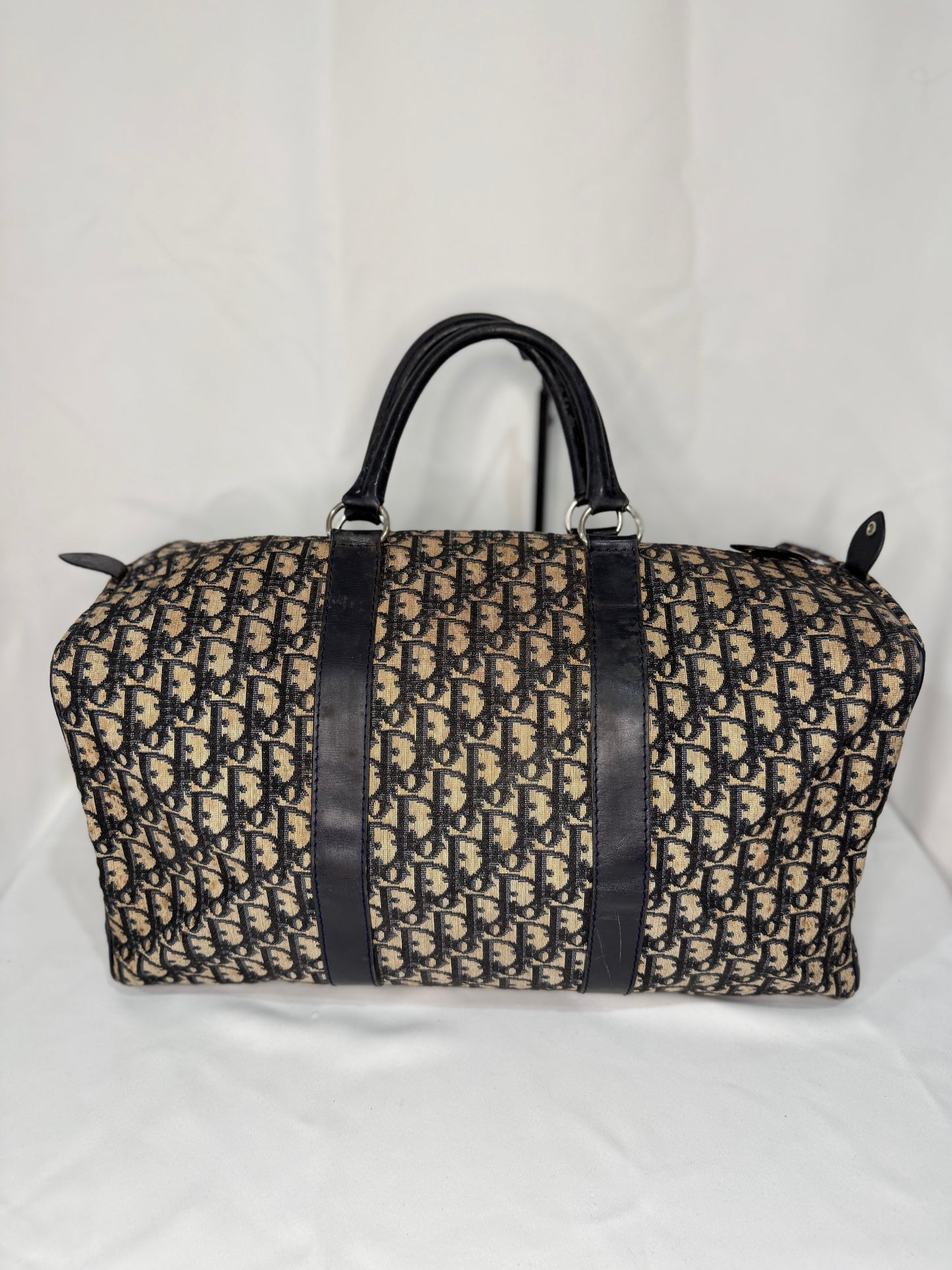 Dior Beige and Navy Trotter Monogram Duffel Bag 45