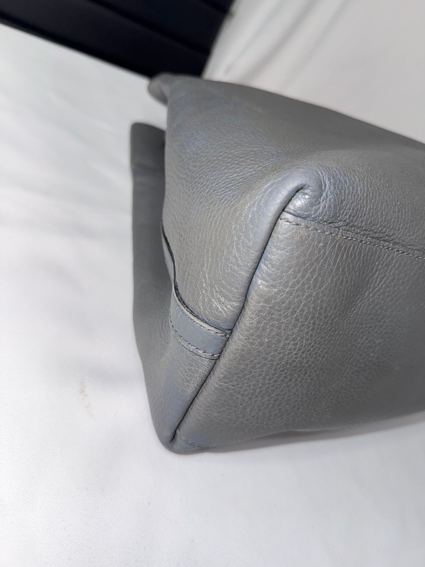 Gucci Gray Pebbled Leather Tote with Braided Shoulder Straps