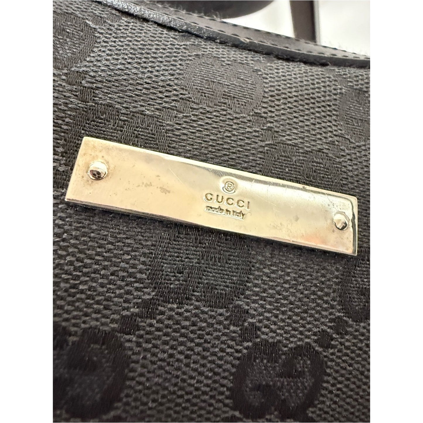 Gucci Black GG Logo Shoulder Bag with Silver Hardware